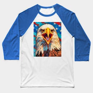 Freedom's Colors: Pop Art Bald Eagle and American Flag Baseball T-Shirt
